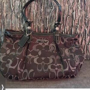 Vintage Coach Shoulder Bag Purse Signature C Logo Monogram Hobo Gray Black Y2K